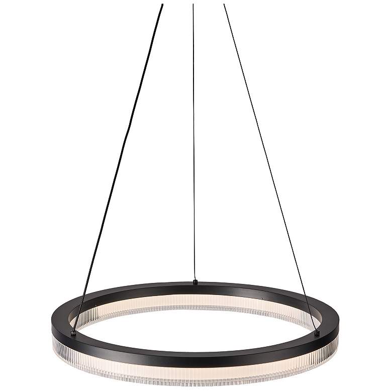 Image 3 Ari 19.7" Wide Black Pendant w/ Ribbed Clear Shade more views