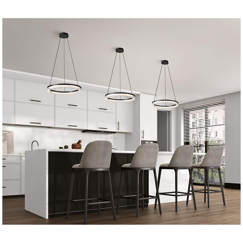 Image 6 Ari 19.7" Wide Black Pendant w/ Ribbed Clear Shade more views