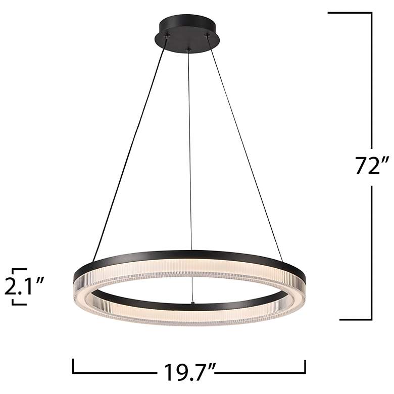 Image 7 Ari 19.7" Wide Black Pendant w/ Ribbed Clear Shade more views