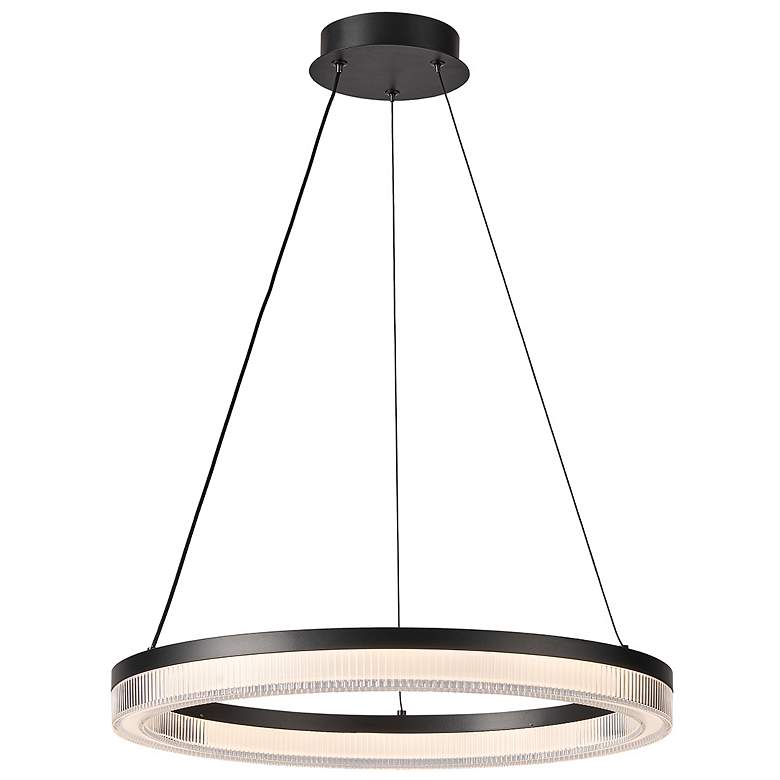 Image 2 Ari 24" Wide Black Pendant w/ Ribbed Clear Shade more views