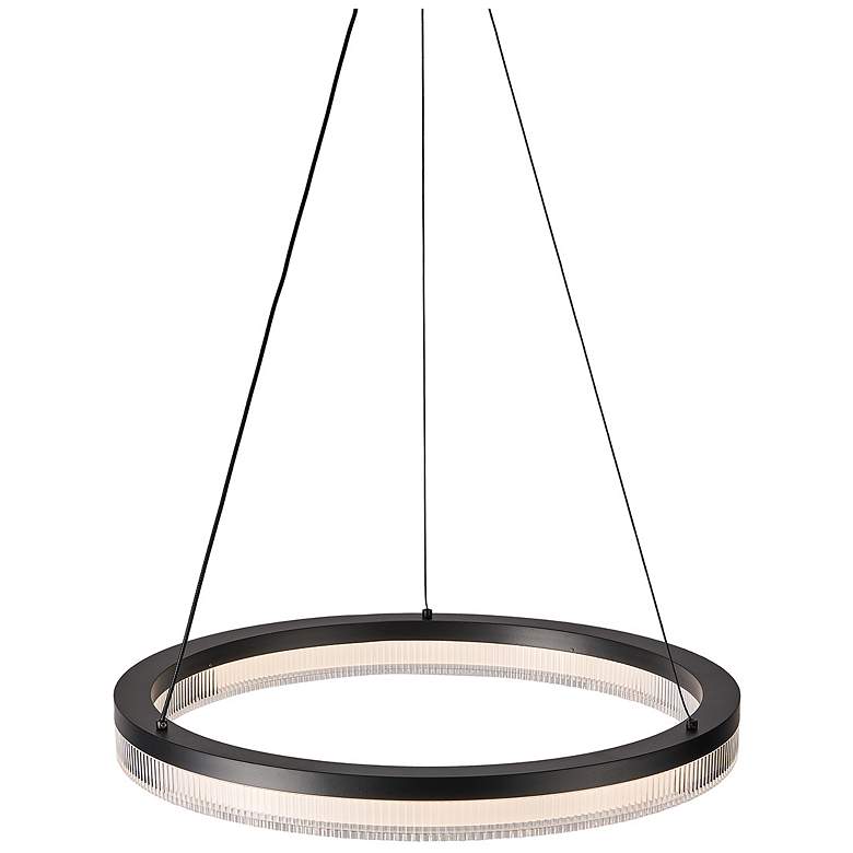 Image 3 Ari 24" Wide Black Pendant w/ Ribbed Clear Shade more views