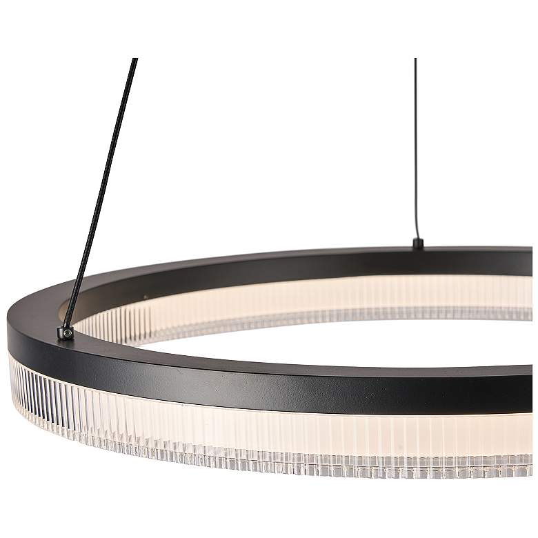Image 4 Ari 24" Wide Black Pendant w/ Ribbed Clear Shade more views