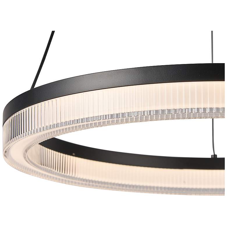 Image 5 Ari 24" Wide Black Pendant w/ Ribbed Clear Shade more views