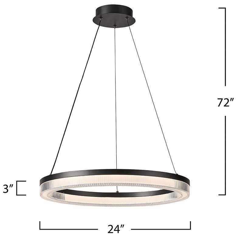 Image 7 Ari 24" Wide Black Pendant w/ Ribbed Clear Shade more views