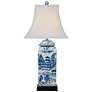 2_Ari Chinoiserie 23" Traditional Blue and White Square Jar Table Lamp