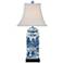 Ari Chinoiserie 23" Traditional Blue and White Square Jar Table Lamp