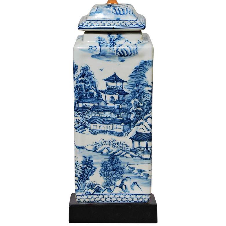 Image 4 Ari Chinoiserie 23" Traditional Blue and White Square Jar Table Lamp more views