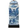 4_Ari Chinoiserie 23" Traditional Blue and White Square Jar Table Lamp more views