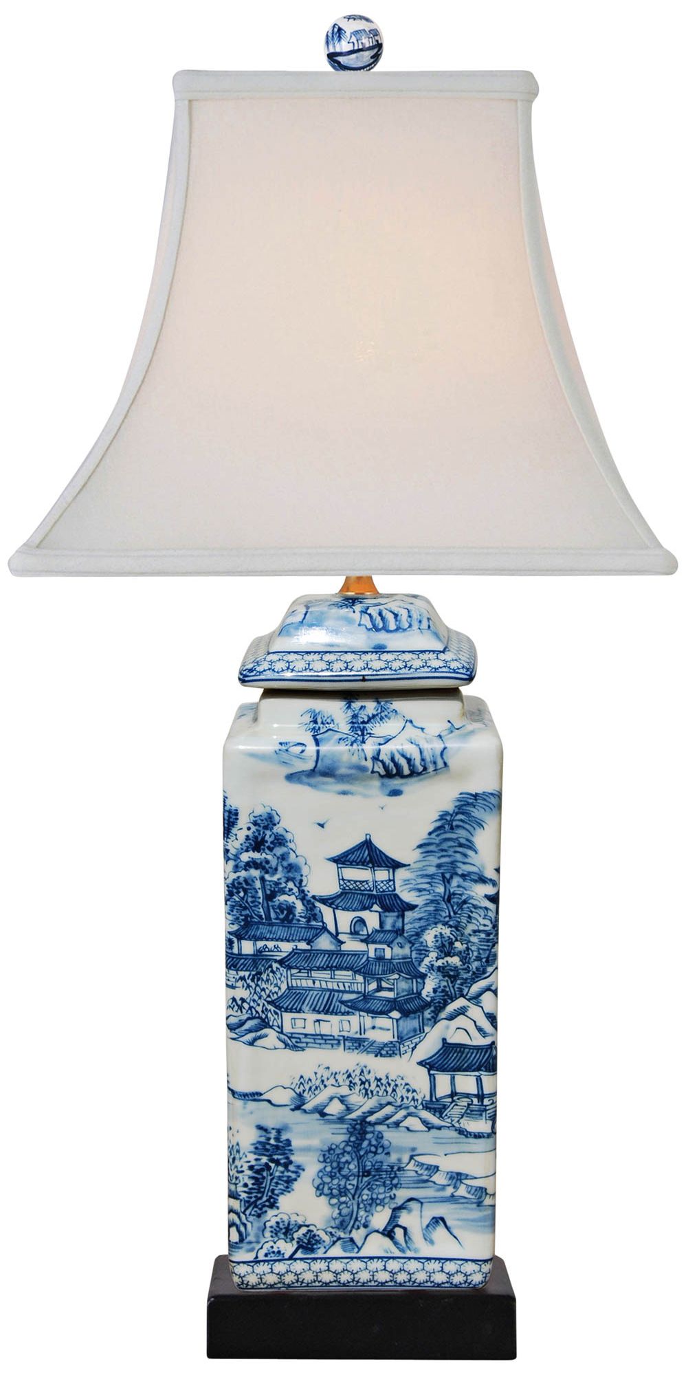 blue and white buffet lamps