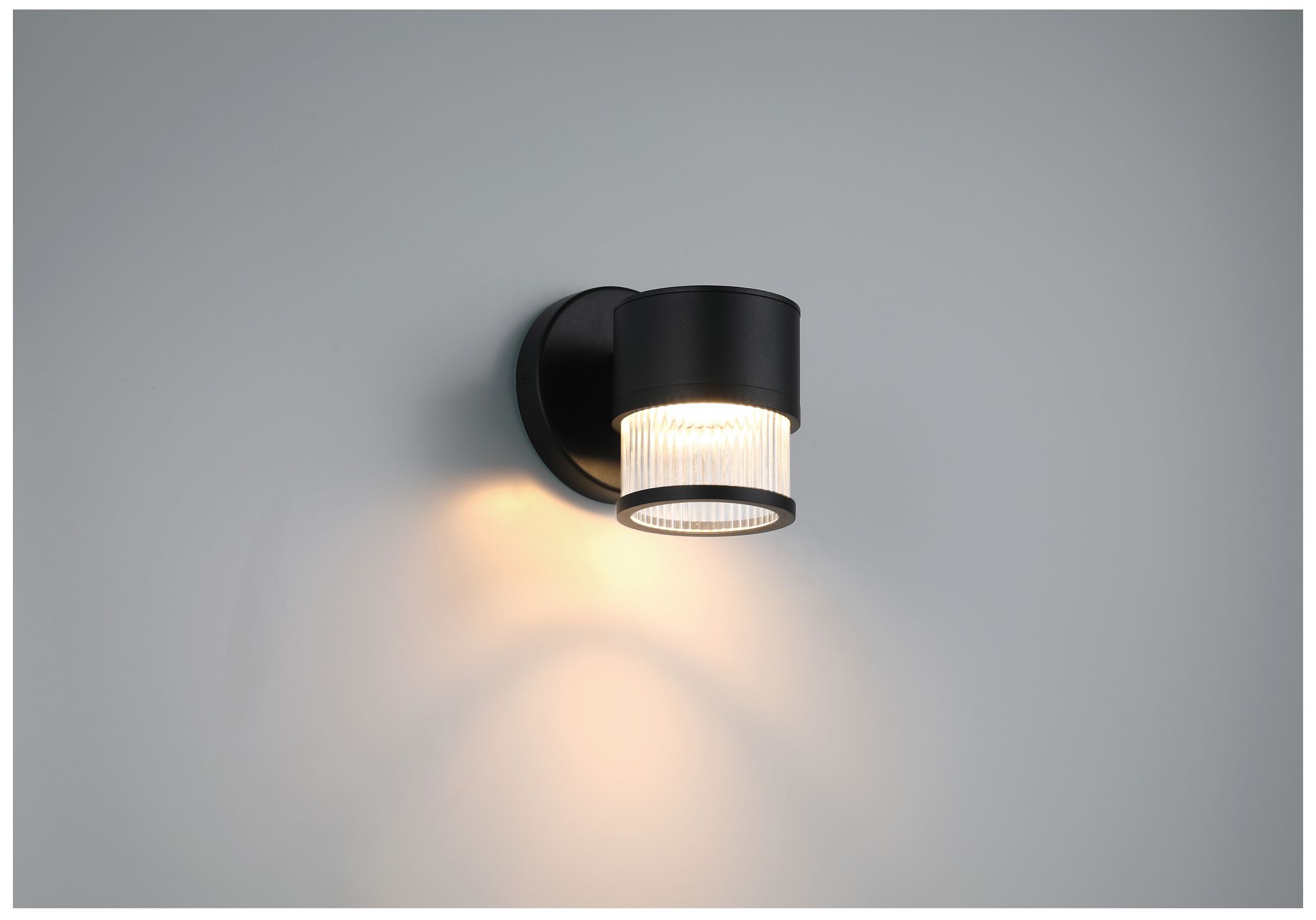 Image 2 Ari Clear Ribbed 6" High Black LED Wall Sconce more views