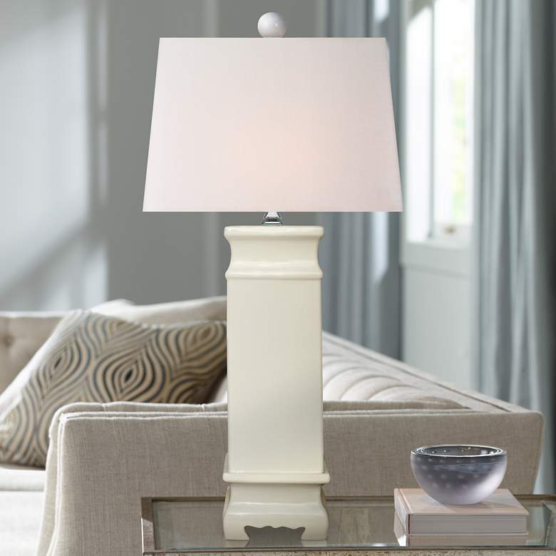 Image 1 Ari White Porcelain Square Jar Table Lamp