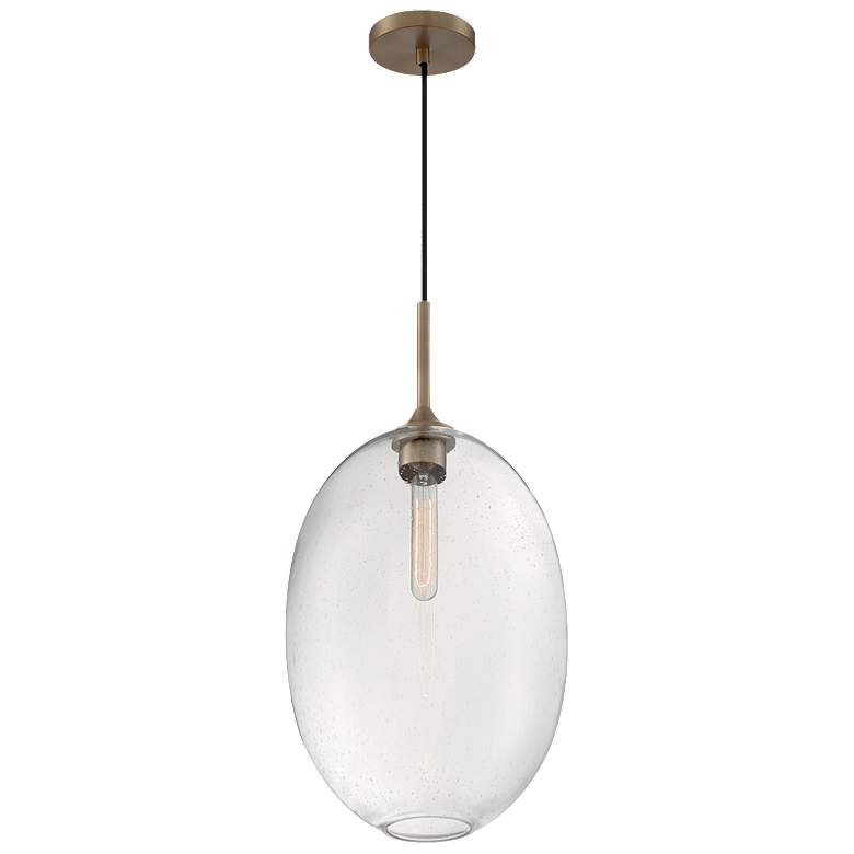Image 1 Aria; 1 Light; Large Pendant; Burnished Brass Finish w/ Clear Seeded Glass