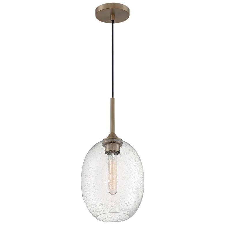 Image 1 Aria; 1 Light; Small Pendant; Burnished Brass Finish w/ Clear Seeded Glass