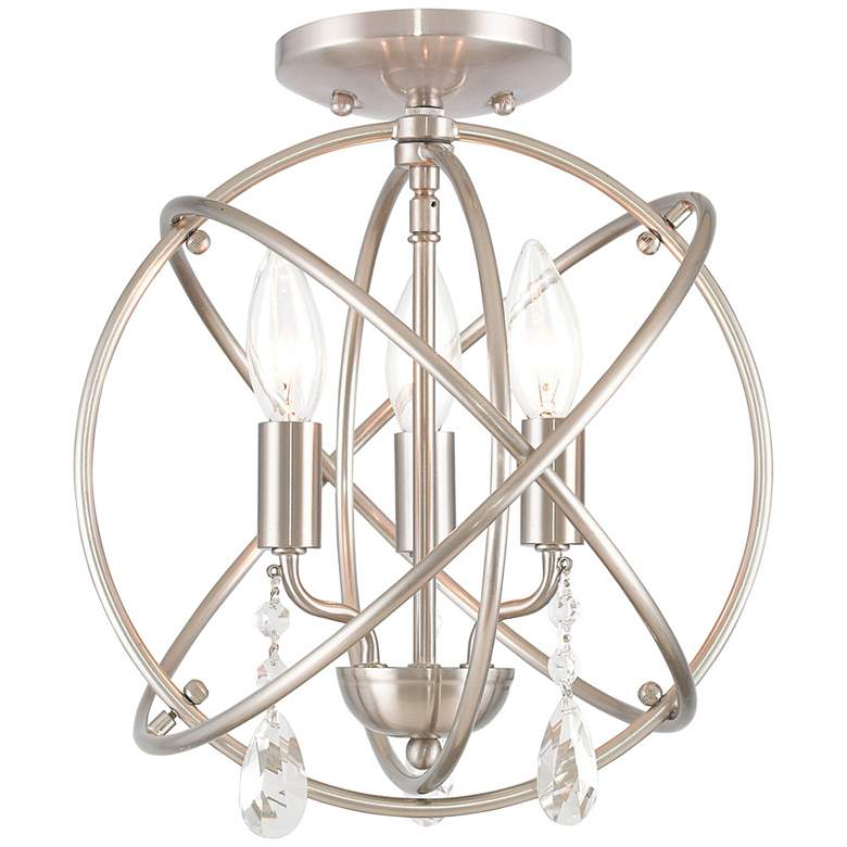 Image 2 Aria 12 inch Wide Brushed Nickel 3-Light Open Orb Ceiling Light