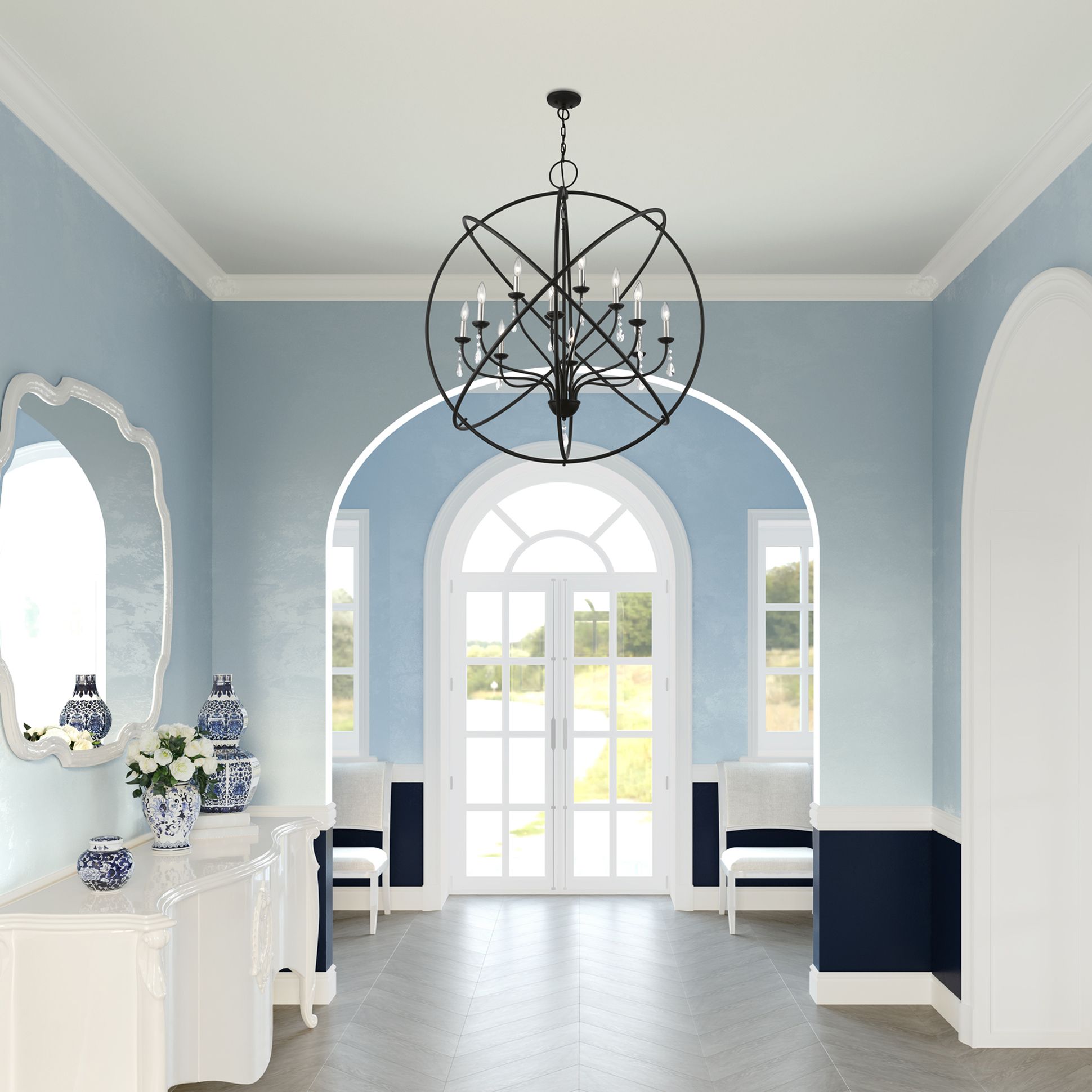 Aria 12 Light Black Grande Foyer Chandelier