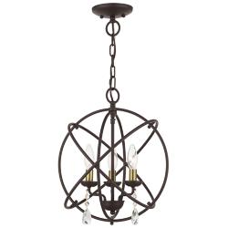 Aria 15 1/2" Wide Black 3-Light Chandelier