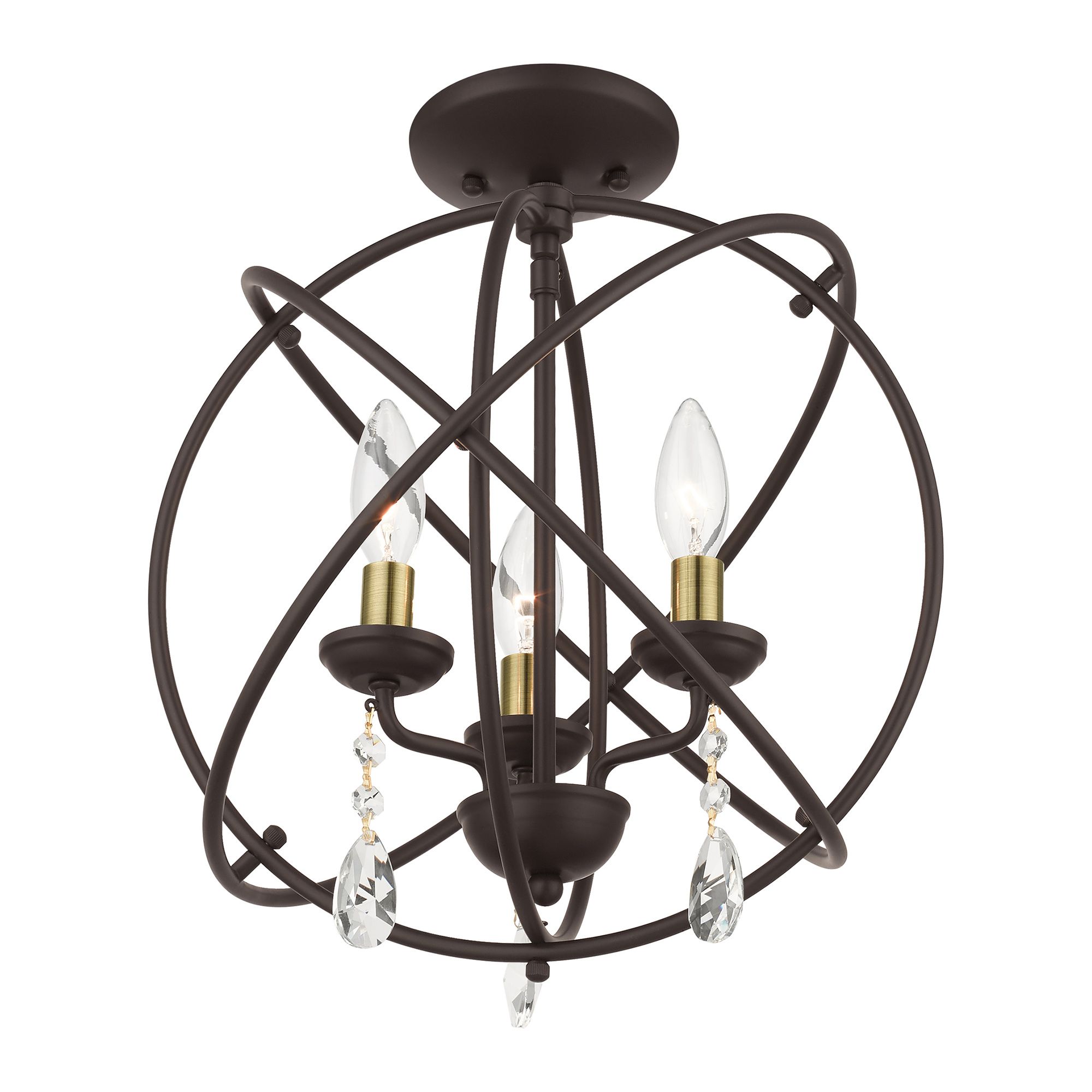 Aria 15 1/2" Wide Black 3-Light Chandelier
