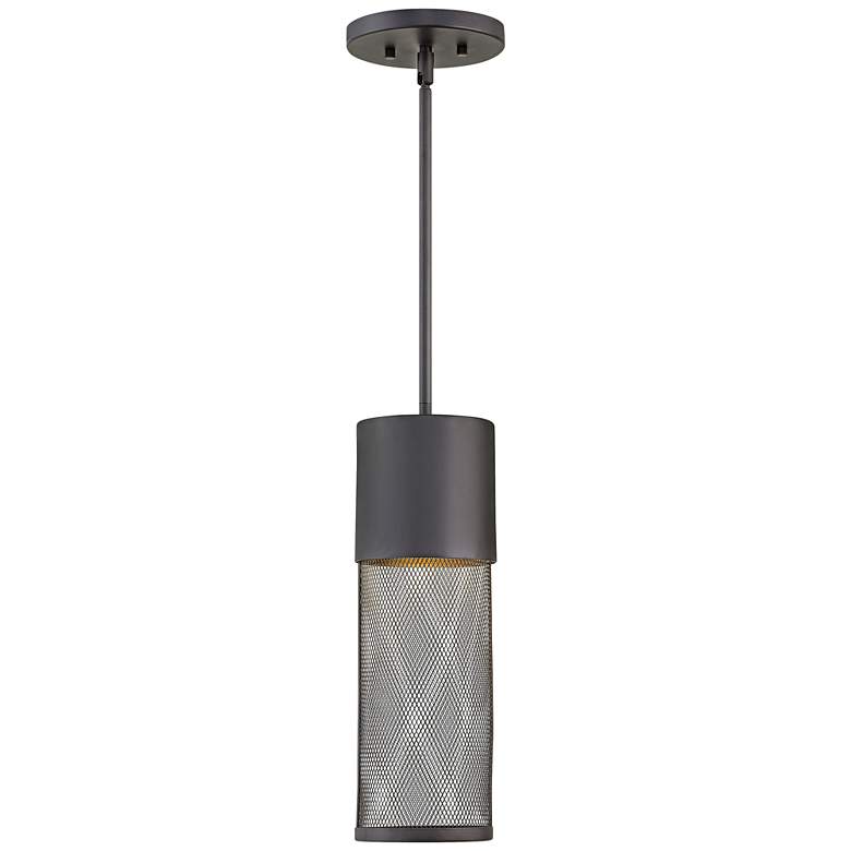 Image 1 Aria 15 3/4 inchH Black Cylindrical LED Outdoor Hanging Light