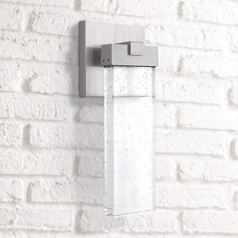 Image 1 Aria 15" High Satin Aluminum LED Pocket Outdoor Wall Light