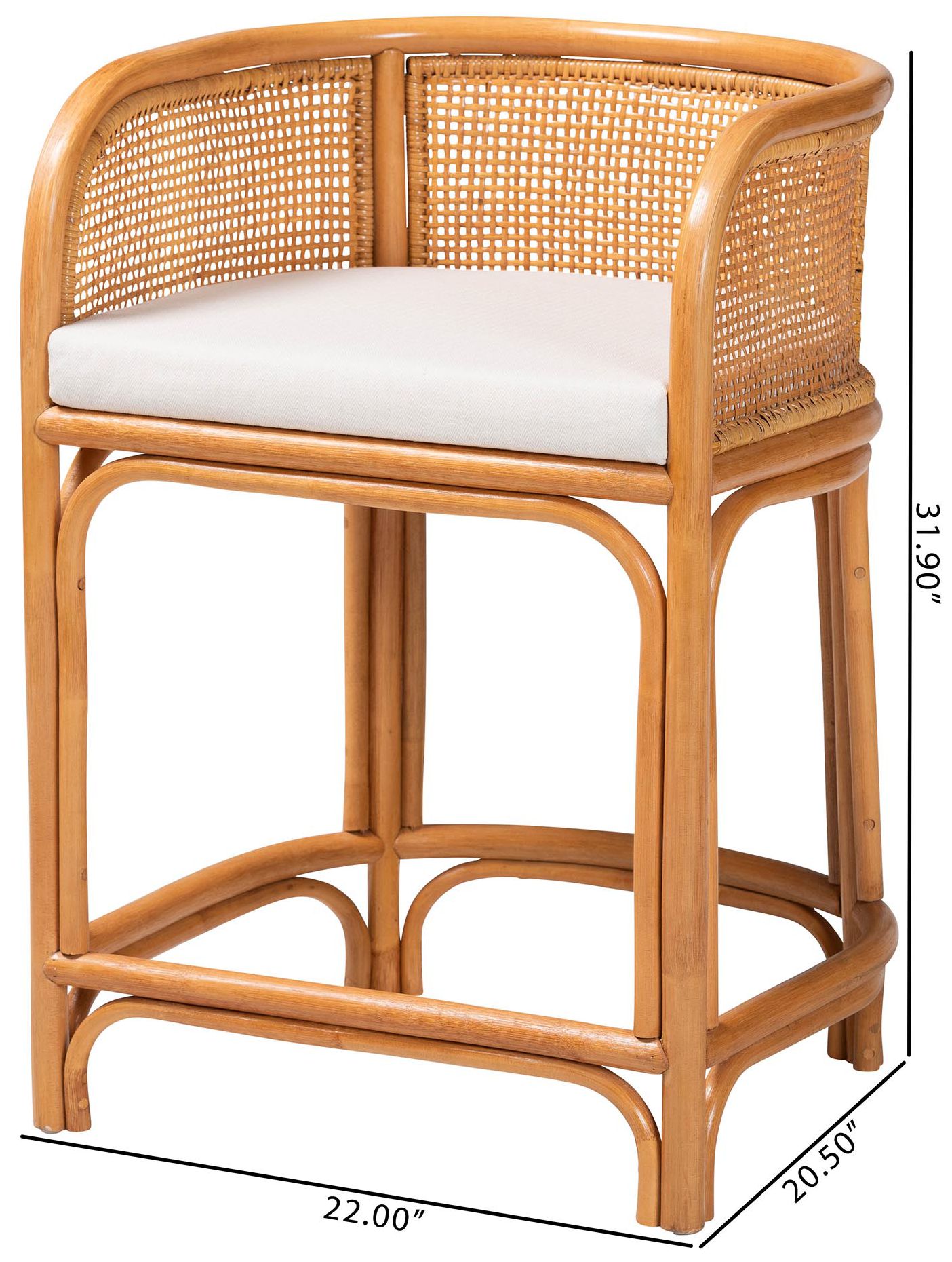 Aria 22 1/2" Natural Rattan Counter Stool