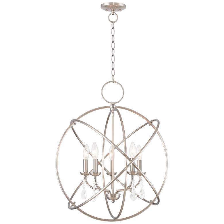 Image 2 Aria 22 inch Wide Brushed Nickel 5-Light Chandelier