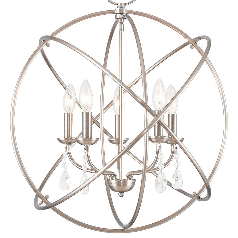 Image 3 Aria 22 inch Wide Brushed Nickel 5-Light Open Orb Chandelier more views