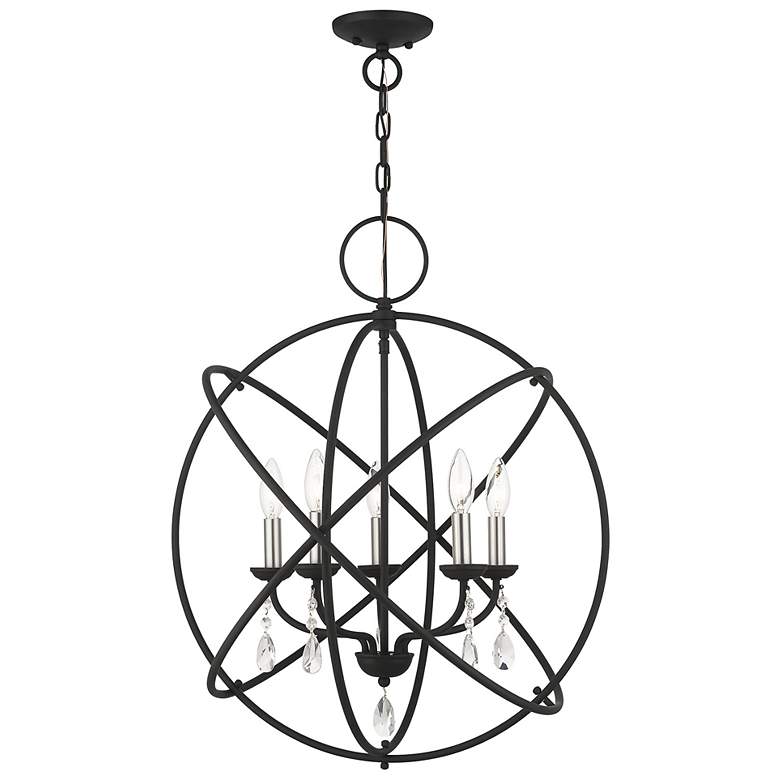 Image 2 Aria 23 1/2" Wide Black and Satin Nickel 5-Light Chandelier