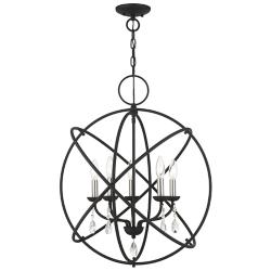 Aria 23 1/2" Wide Black and Satin Nickel 5-Light Chandelier