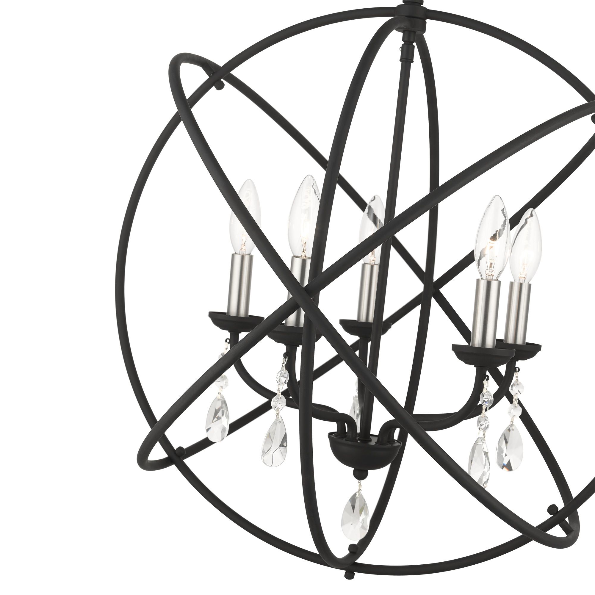 Aria 23 1/2" Wide Black and Satin Nickel 5-Light Chandelier