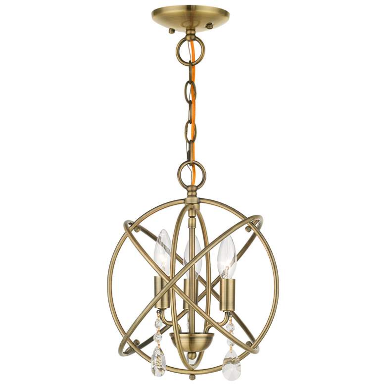 Image 1 Aria 3 Light Antique Brass Convertible Chandelier/Semi Flush