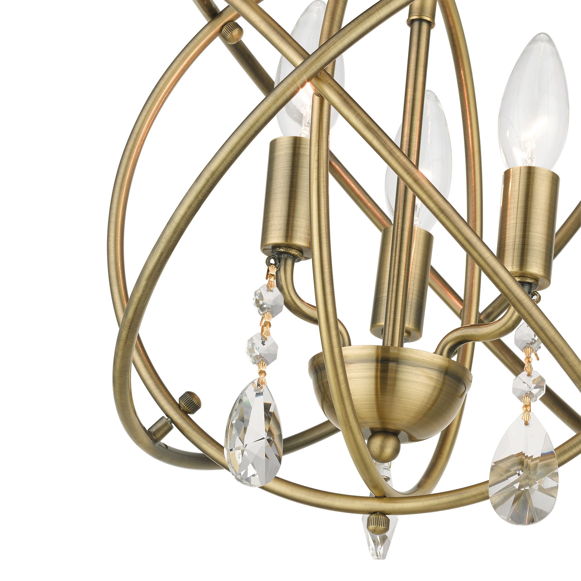 Aria 3 Light Antique Brass Convertible Chandelier/Semi Flush