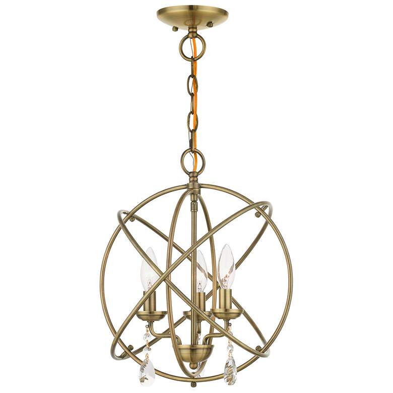 Image 1 Aria 3 Light Antique Brass Convertible Chandelier/Semi Flush