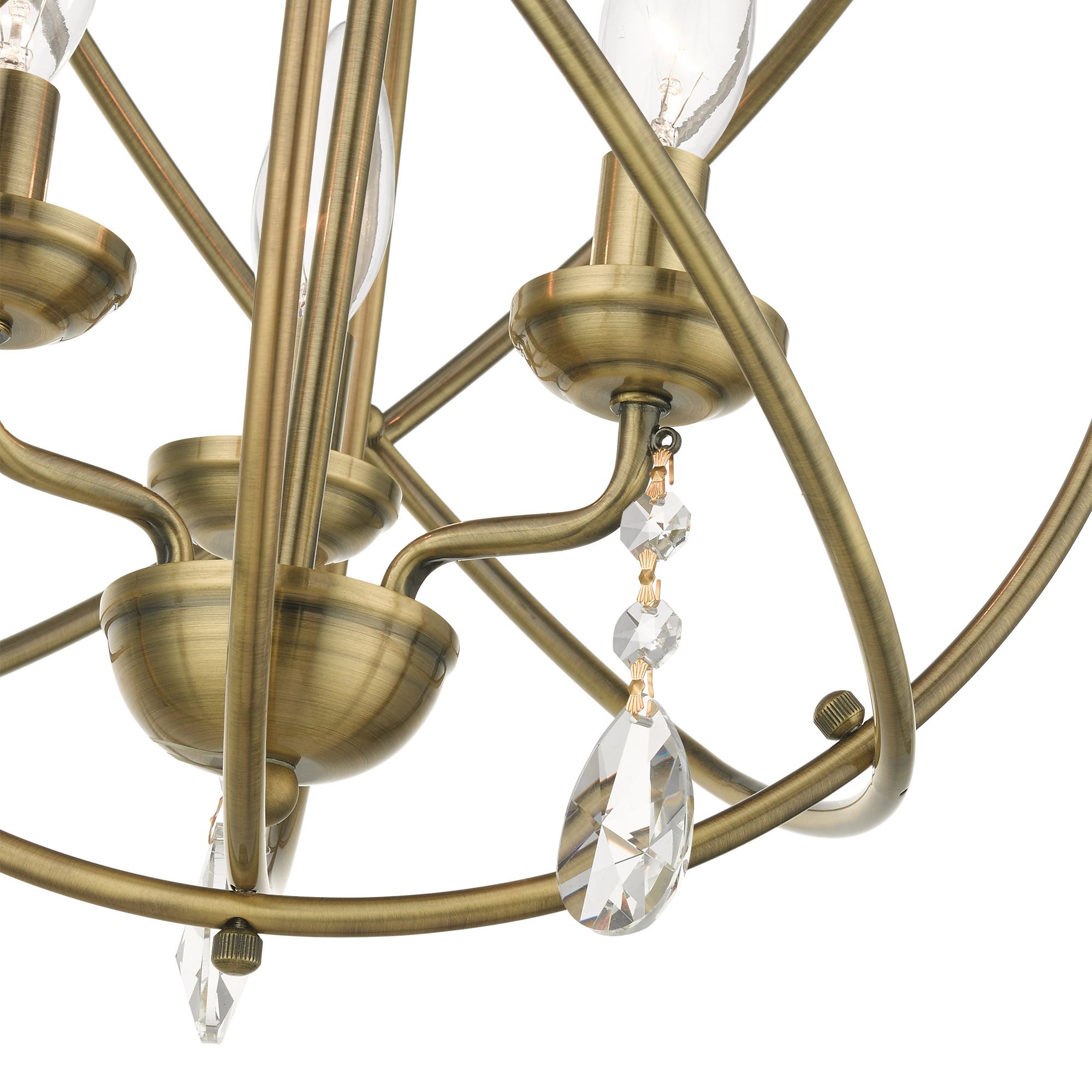 Aria 3 Light Antique Brass Convertible Chandelier/Semi Flush