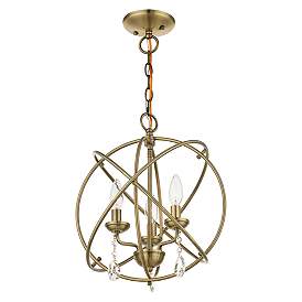 Image5 of Aria 3 Light Antique Brass Convertible Chandelier/Semi Flush more views
