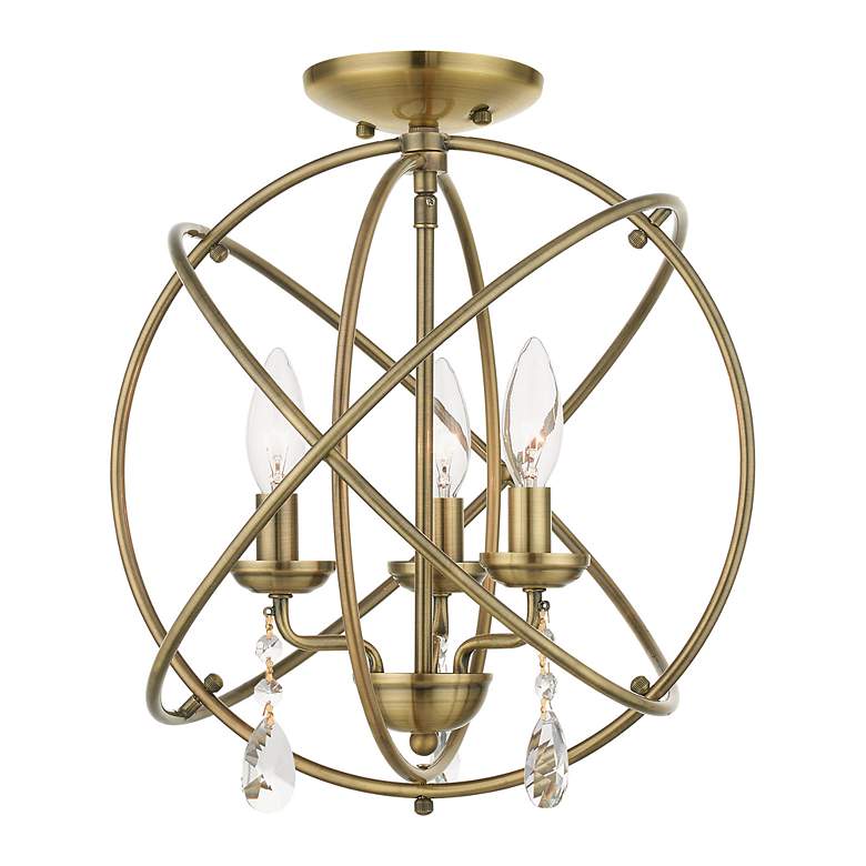 Image 6 Aria 3 Light Antique Brass Convertible Chandelier/Semi Flush more views