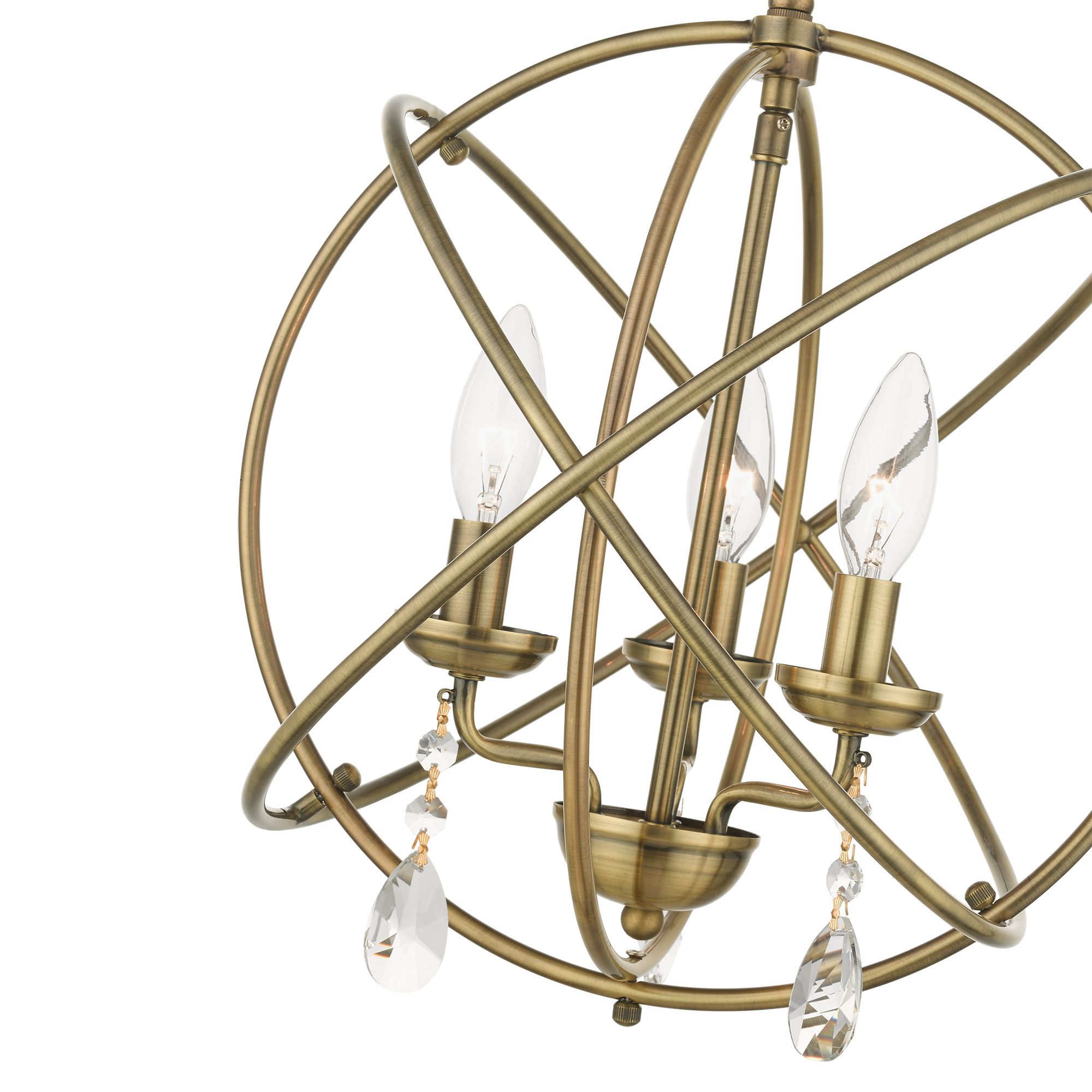 Aria 3 Light Antique Brass Convertible Chandelier/Semi Flush