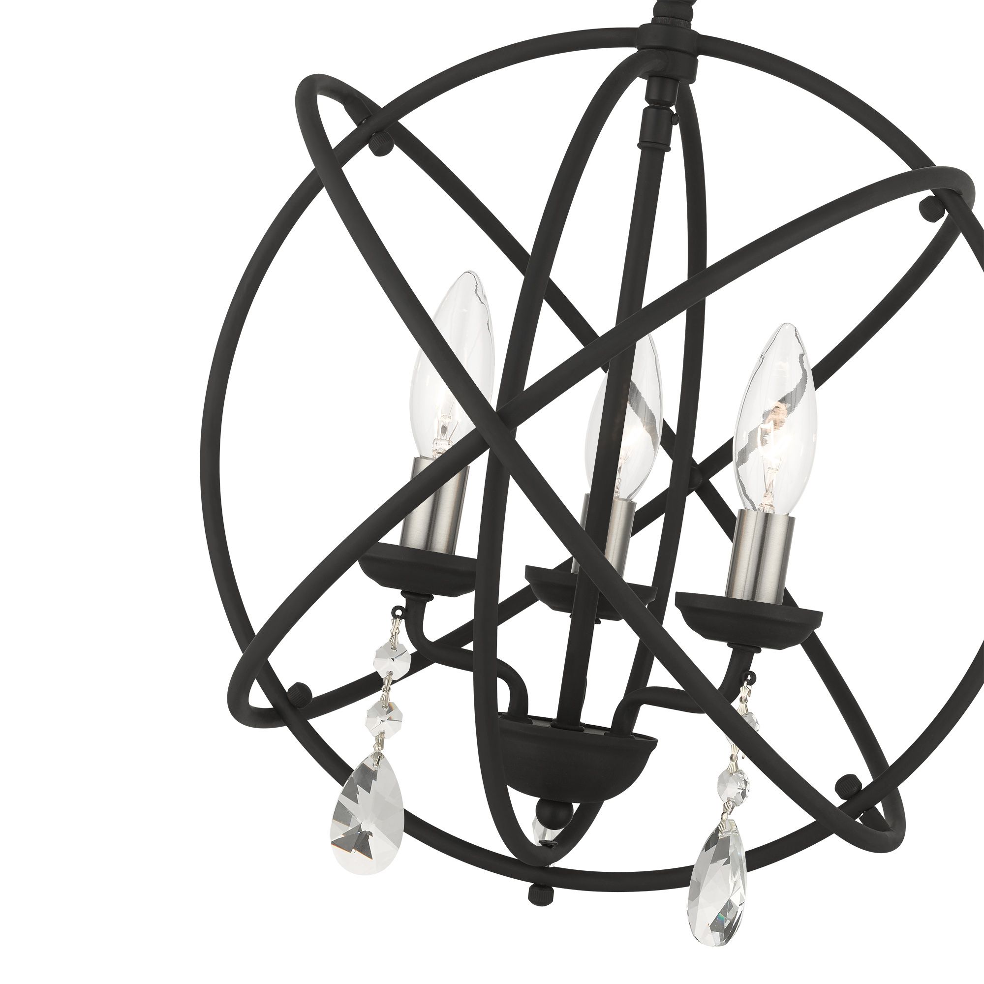 Aria 3 Light Black Convertible Chandelier/Semi Flush