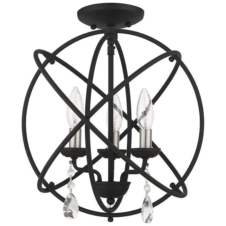 Image 7 Aria 3 Light Black Convertible Chandelier/Semi Flush more views
