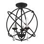 Aria 3 Light Black Convertible Chandelier/Semi Flush