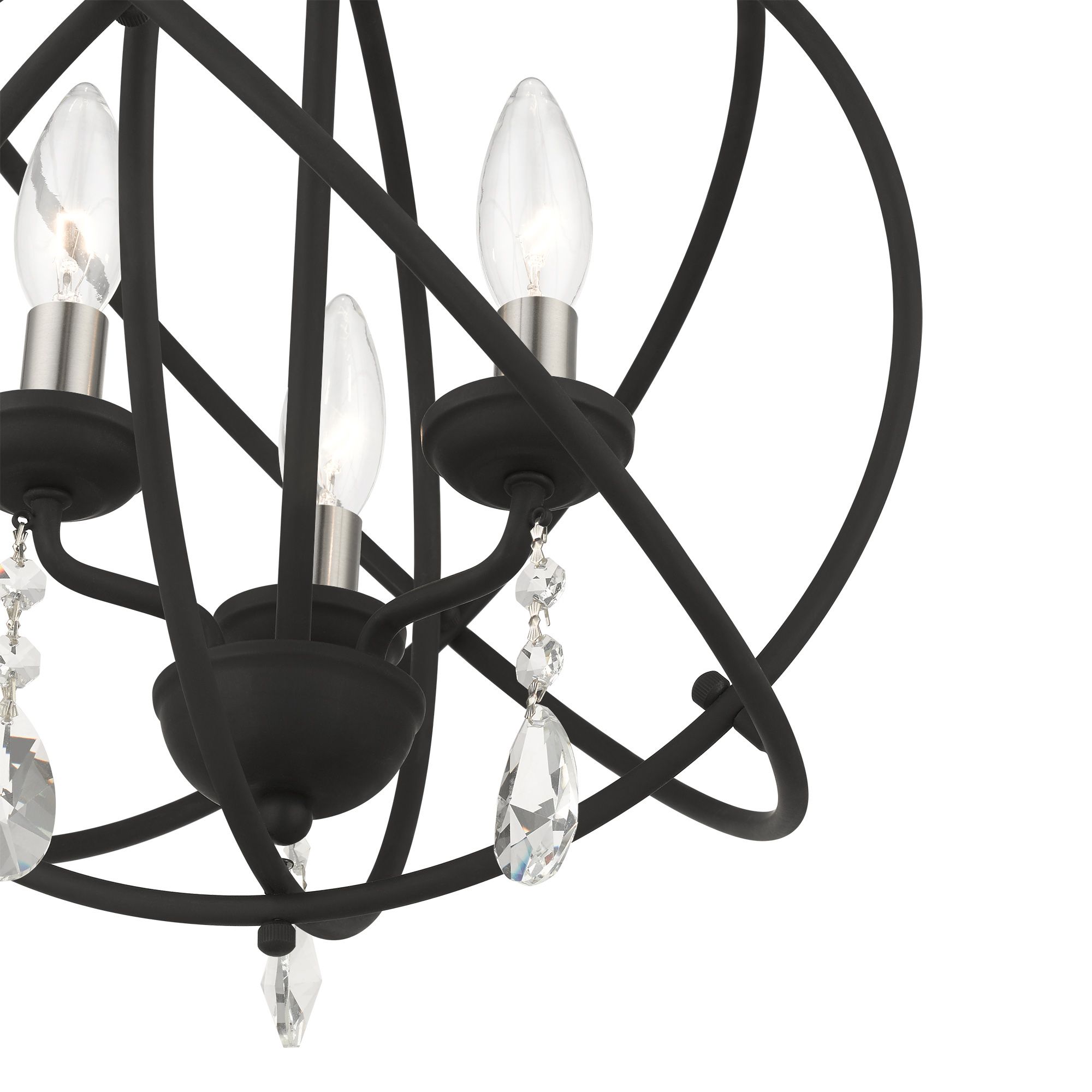 Aria 3 Light Black Convertible Chandelier/Semi Flush
