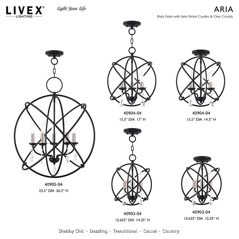 Image 2 Aria 3 Light Black Convertible Chandelier/Semi Flush more views