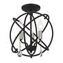 Aria 3 Light Black Convertible Chandelier/Semi Flush