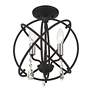 Aria 3 Light Black Convertible Chandelier/Semi Flush