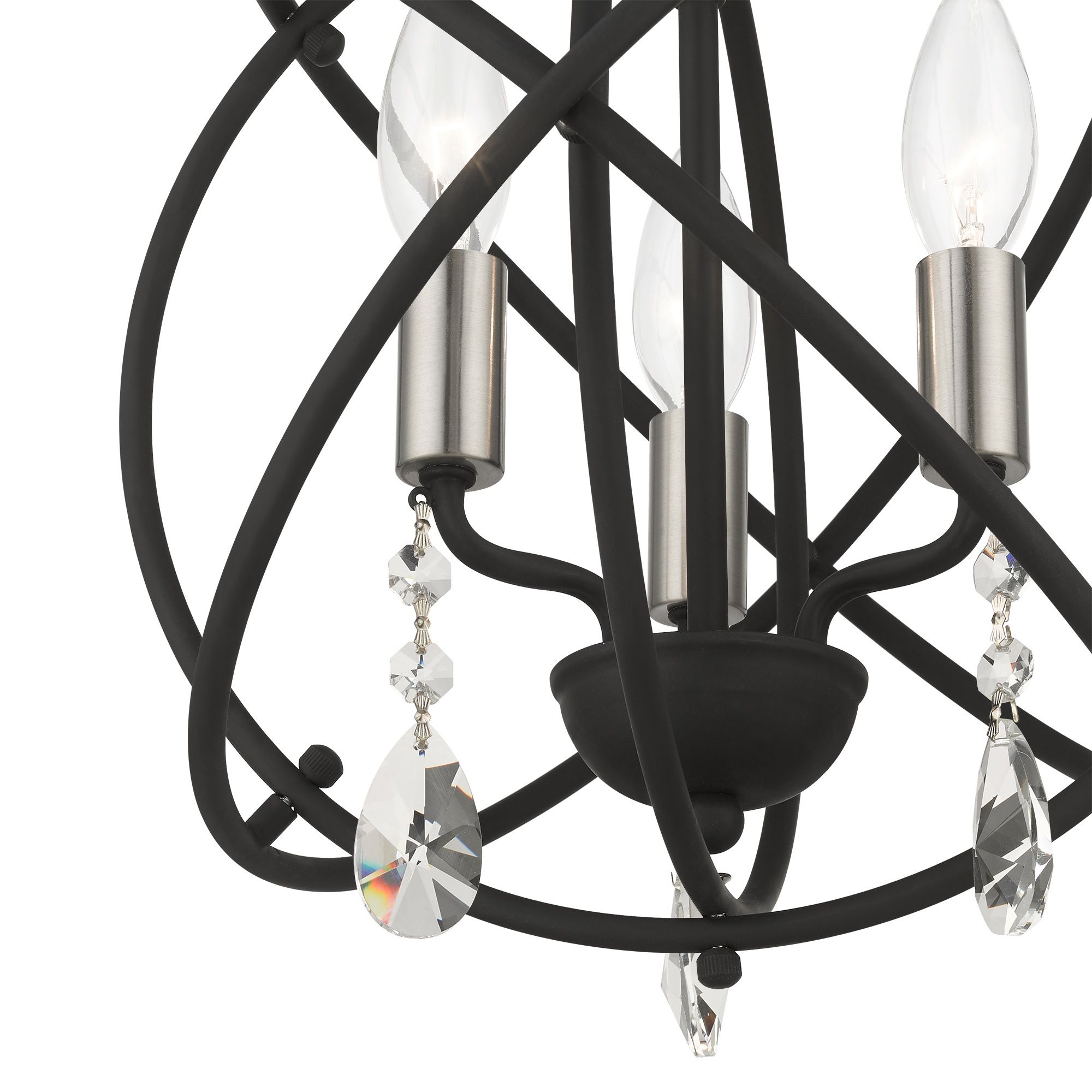 Aria 3 Light Black Convertible Chandelier/Semi Flush