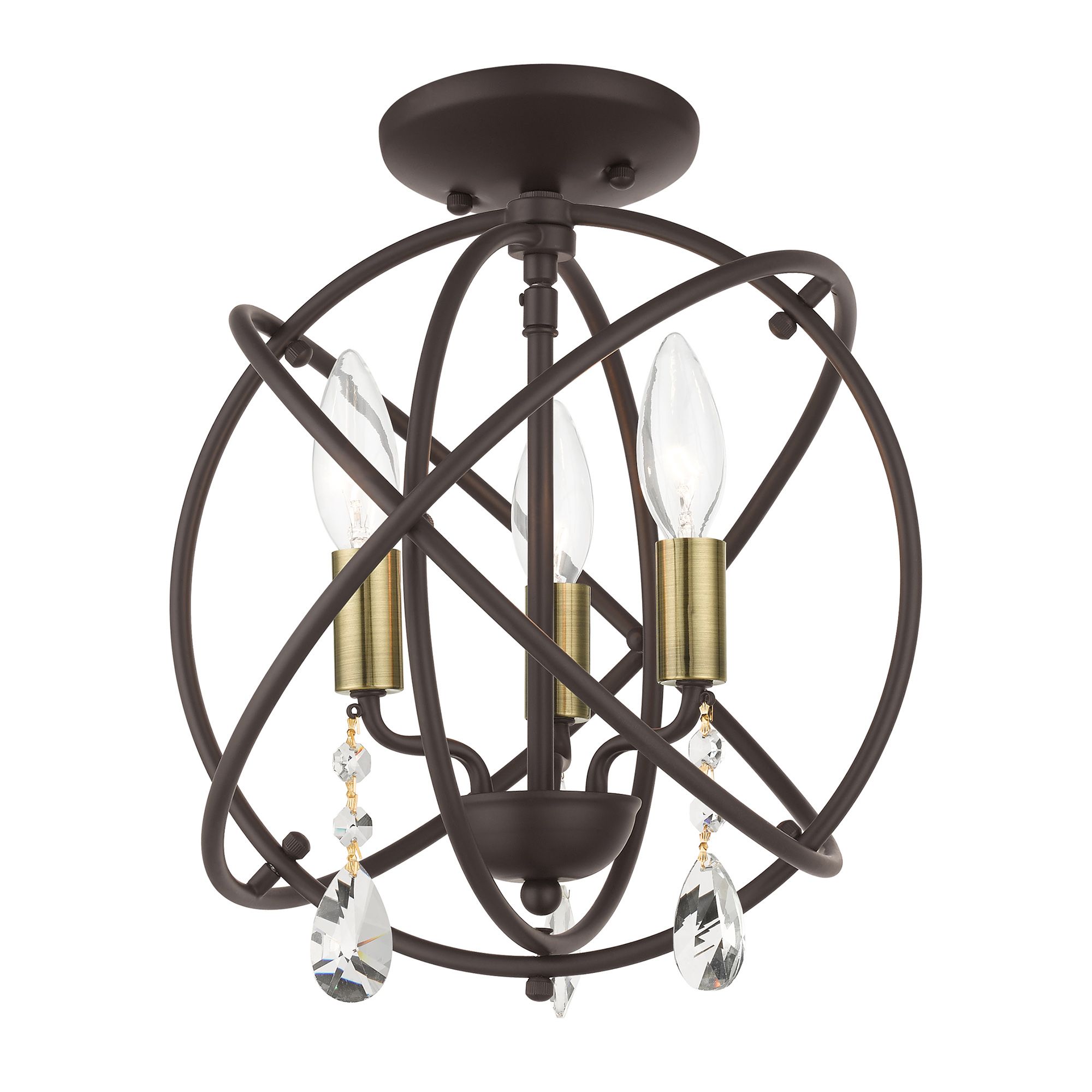 Aria 3 Light Bronze Convertible Chandelier/Semi Flush