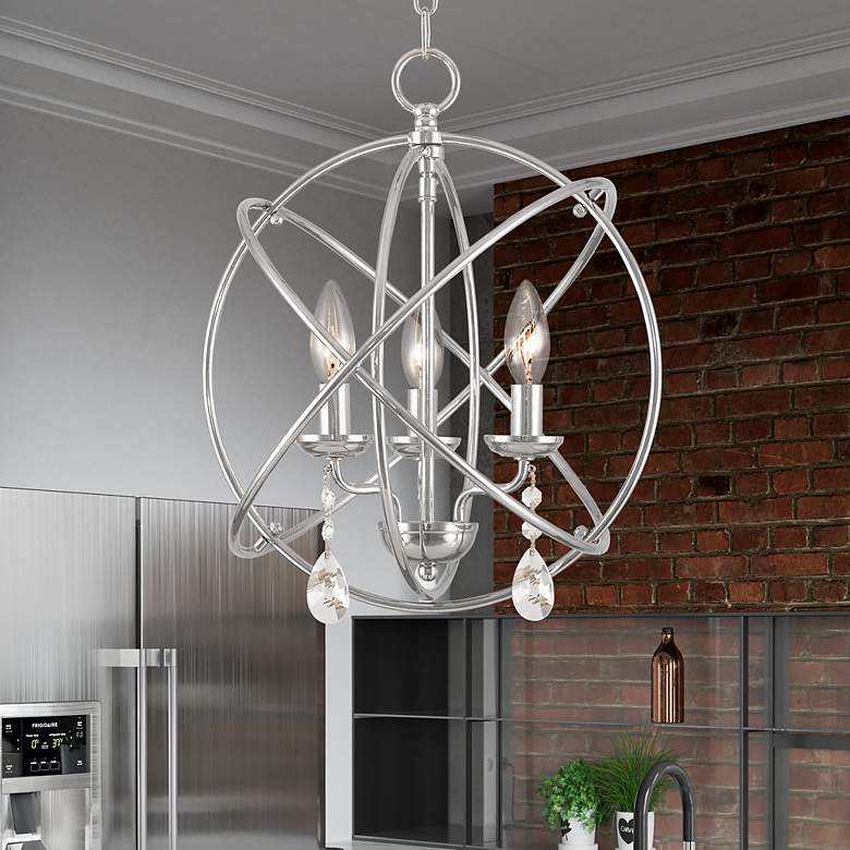 Image 1 Aria 3 Light Polished Nickel Mini Chandelier/Ceiling Mount