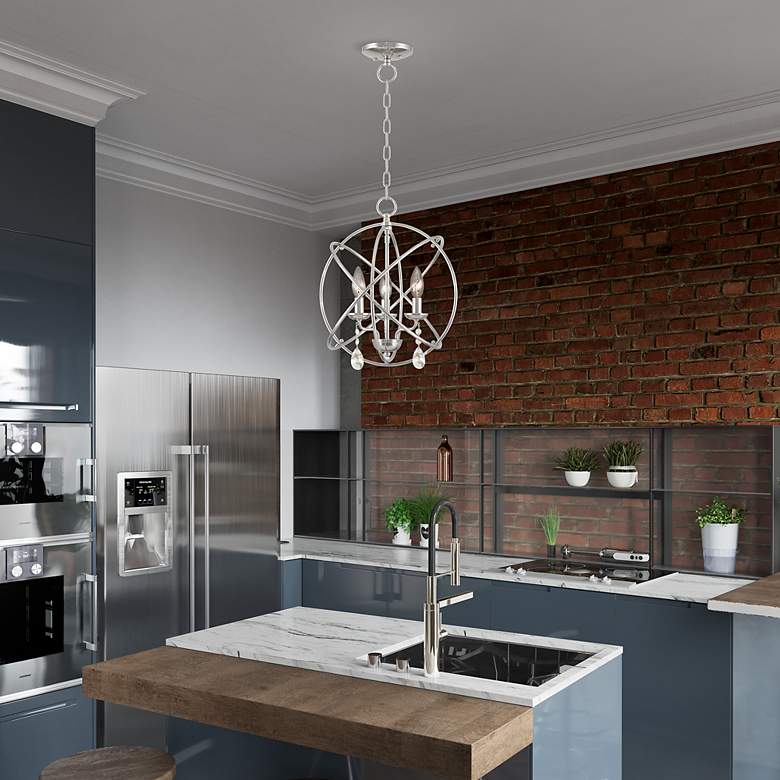 Image 4 Aria 3 Light Polished Nickel Mini Chandelier/Ceiling Mount more views