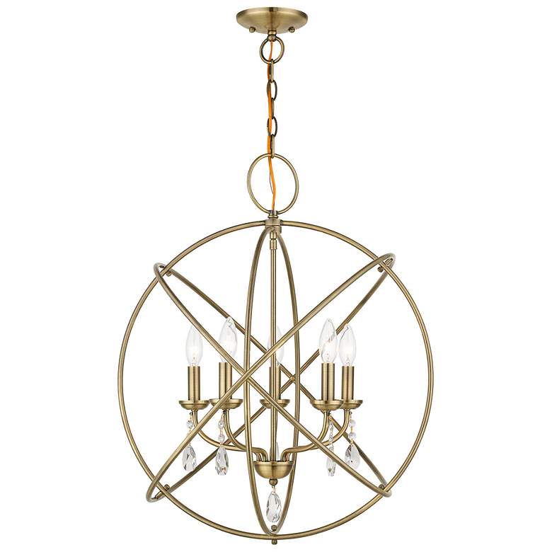 Image 2 Aria 5 Light Antique Brass Chandelier