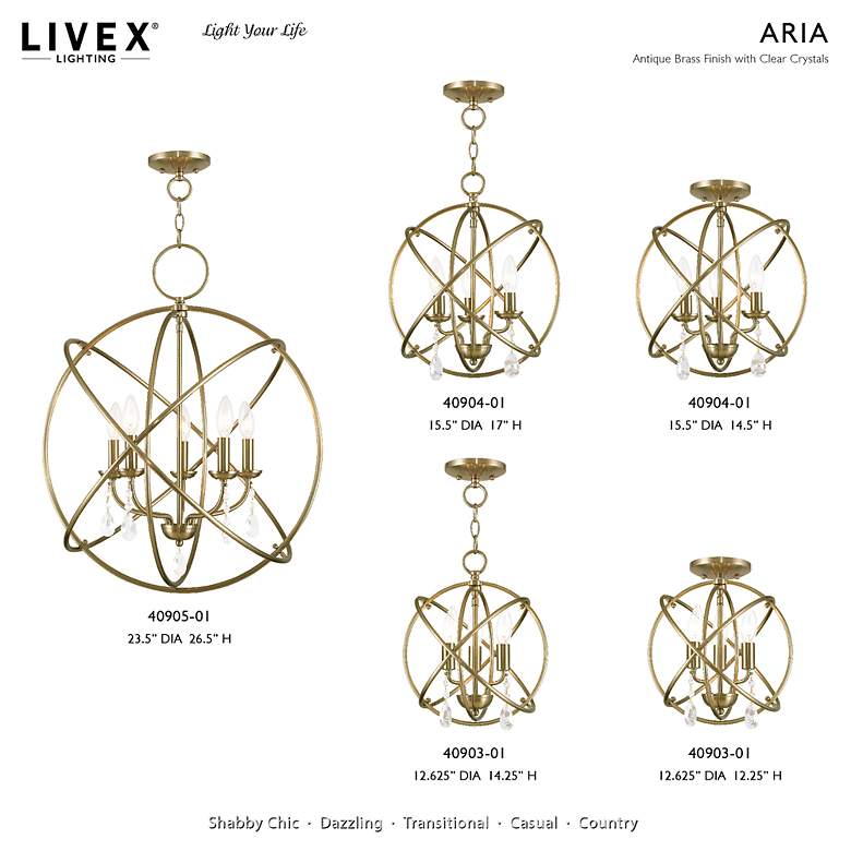 Image 3 Aria 5 Light Antique Brass Chandelier more views