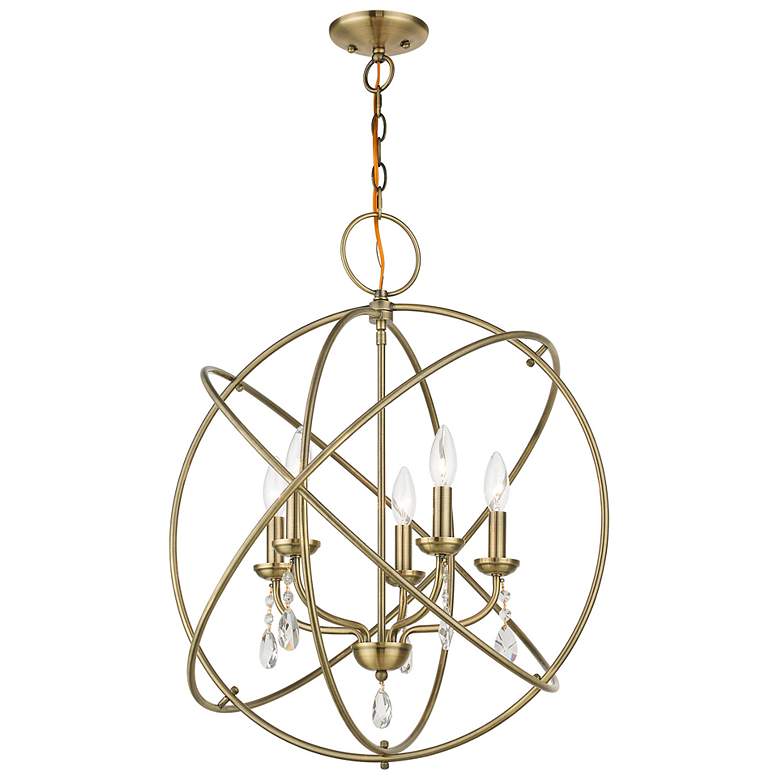 Image 5 Aria 5 Light Antique Brass Chandelier more views